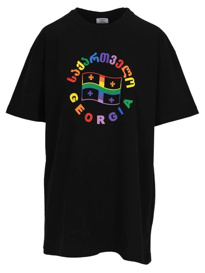 Shop Vetements Flag T-shirt In Black + Rainbow