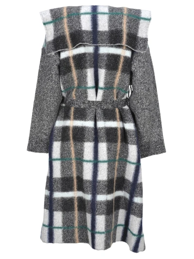 Shop Stella Mccartney Coat Fringe In Check Multi Grey