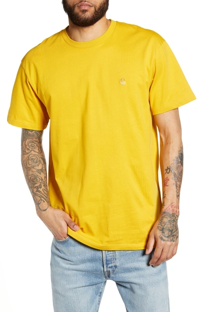 Shop Carhartt Chase Crewneck T-shirt In Quince / Gold