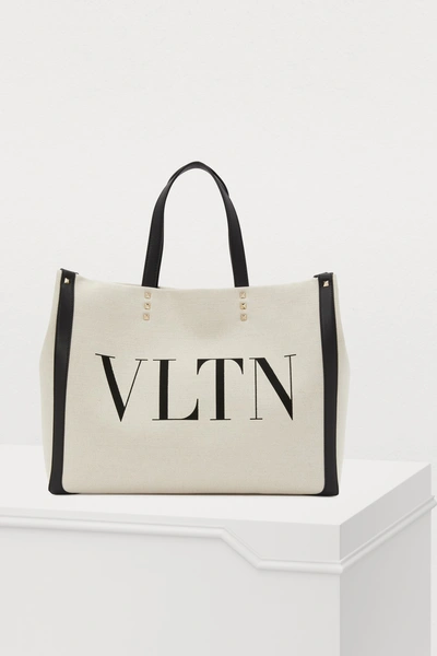 Shop Valentino Gavarani Vltn Tote Bag In Ivory-and-black