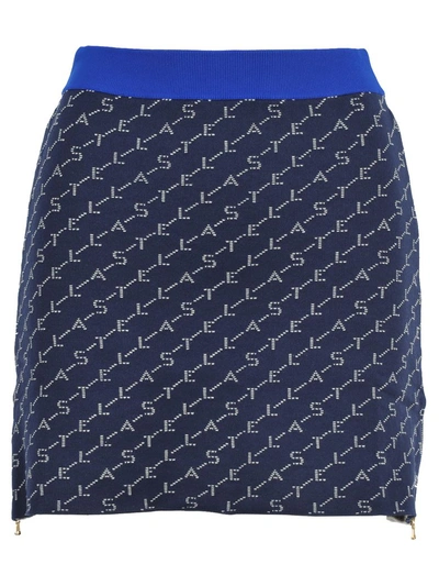 Shop Stella Mccartney Monogram Logo Mini Skirt In Blue  Monogramme