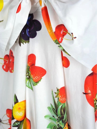 Shop Msgm Fruits Print Dress In Bianco Fruits Print