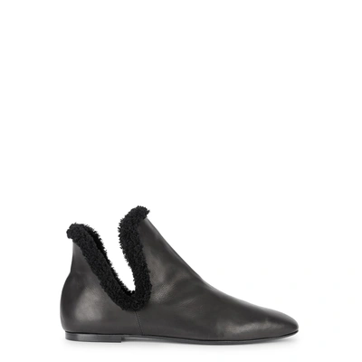 Shop The Row Eros Leather And Shearling Ankle Boots In Black