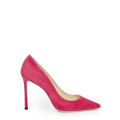 Shop Jimmy Choo Romy 100 Fuchsia Suede Pumps In Pink