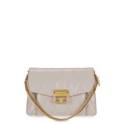Shop Givenchy Gv3 Small Leather Shoulder Bag In Natural
