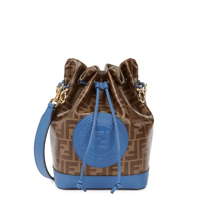 Shop Fendi Mon Tresor Medium Monogrammed Bucket Bag In Blue
