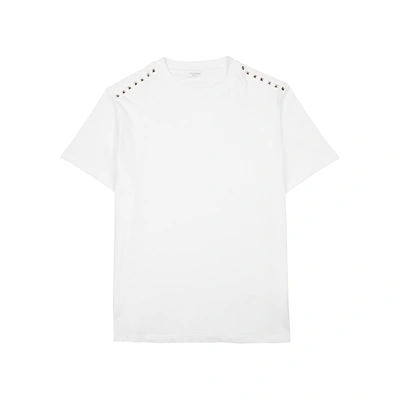 Shop Valentino Rockstud Untitled White Cotton T-shirt