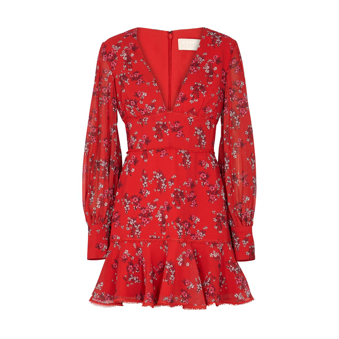 keepsake heart and soul floral ruffle long sleeve mini dress