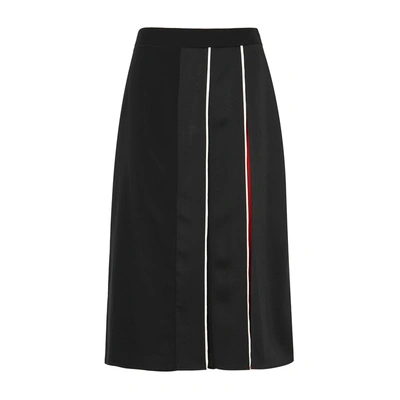 Shop Givenchy Black Pleated Silk Crepe De Chine Skirt