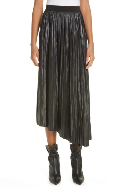 Shop Isabel Marant Pleated Asymmetrical Skirt In Black