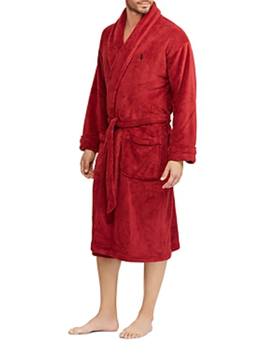 Shop Polo Ralph Lauren Plush Robe In Holiday Red