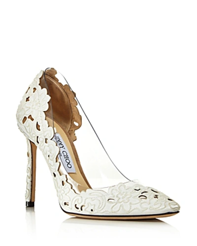 Shop Jimmy Choo Women's Romy Clear Floral Pumps In White/clear