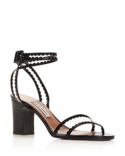 Shop Tabitha Simmons Women's Leticia Scallop Trim High-heel Sandals In Black Leather/clear
