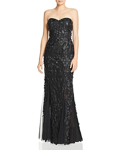 Shop Aidan Mattox Aidan By  Embellished Strapless Gown In Black