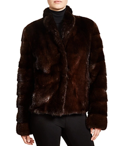 Shop Maximilian Furs Maximilian Stand Collar Mink Coat In Dark Brown