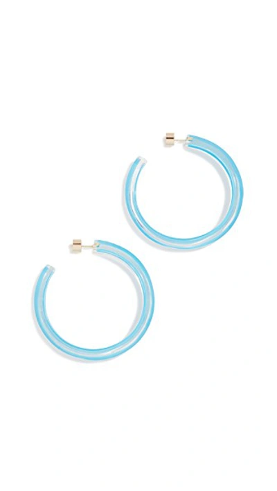 Shop Alison Lou Medium Jelly Hoop Earrings In Neon Blue