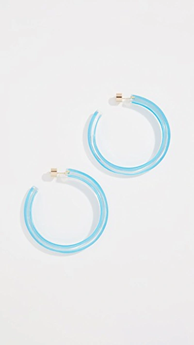Shop Alison Lou Medium Jelly Hoop Earrings In Neon Blue