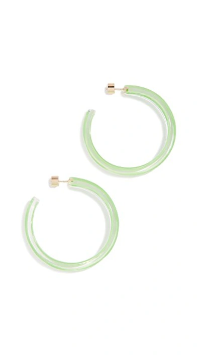 Shop Alison Lou Medium Jelly Hoop Earrings In Neon Green