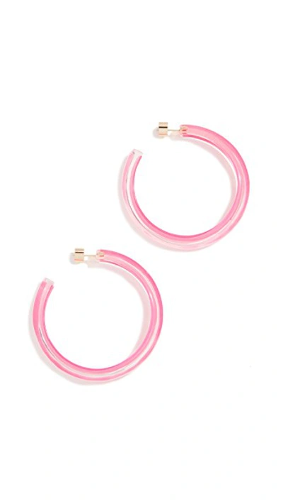 Shop Alison Lou Medium Jelly Hoop Earrings In Neon Pink