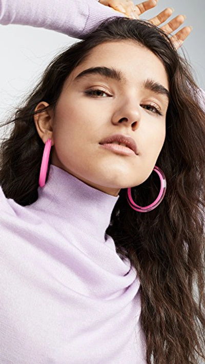 Shop Alison Lou Medium Jelly Hoop Earrings In Neon Pink
