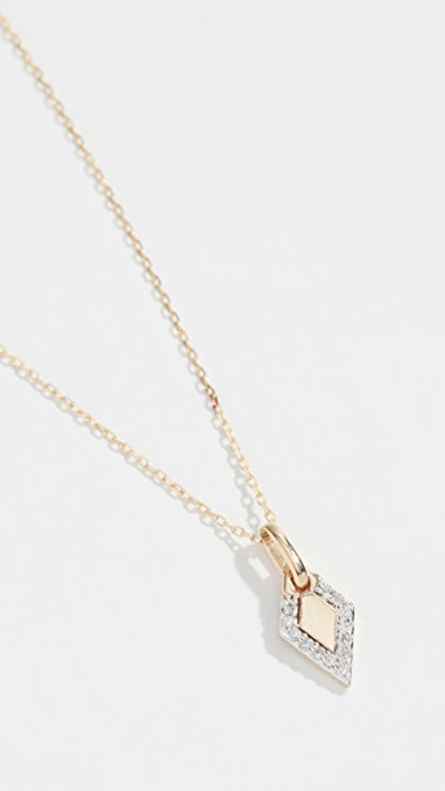 14k Tiny Pavé Diamond Dog Tag Necklace
