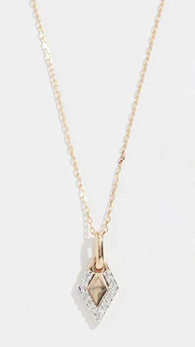 14k Tiny Pavé Diamond Dog Tag Necklace