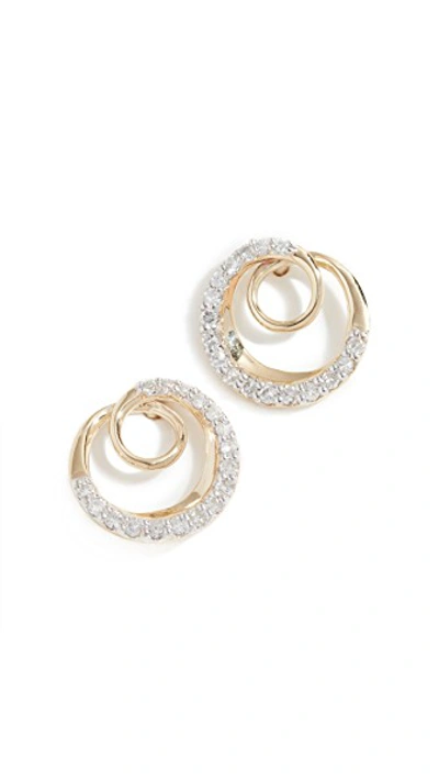 Shop Adina Reyter 14k Pavé Swirl Post Earrings In Yellow Gold