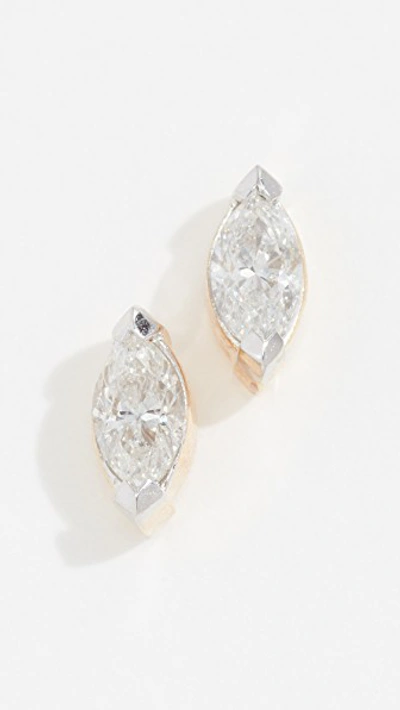 14k Single Marquise Post Earrings