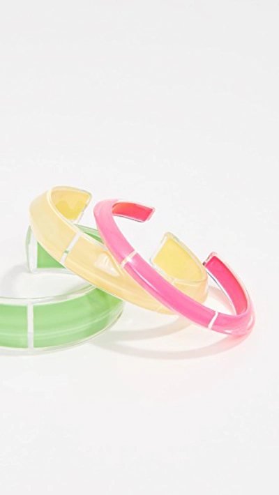 Shop Alison Lou Loucite Cuff Bracelet Set In Neon