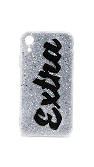 Shop Off My Case Extra Iphone Case In Silver Glitter/black
