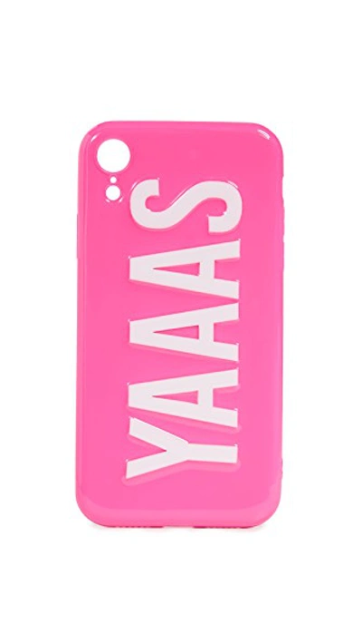 Shop Off My Case Yaaas Iphone Case In Hot Pink/white