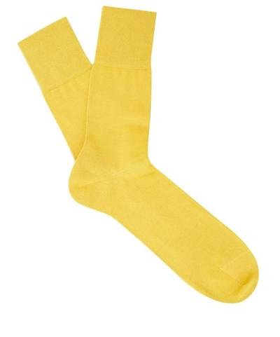 Shop Falke Tiago Cotton-blend Socks In Yellow