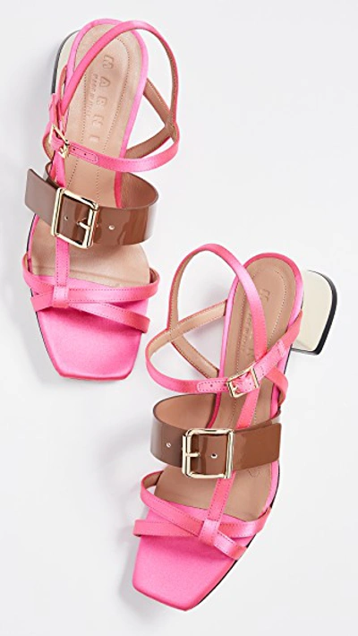 Shop Marni Mid Heel Sandals In Candy/marmot