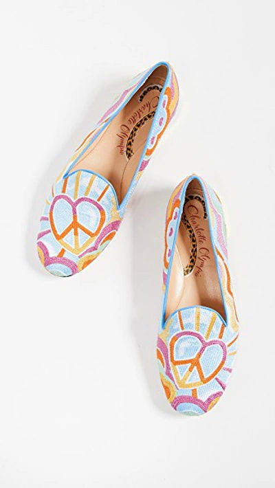 Shop Charlotte Olympia Peace And Love Kitty Loafers In Multi