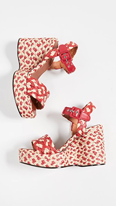 Shop Robert Clergerie Arizona Wedge Sandals In Hibiscus
