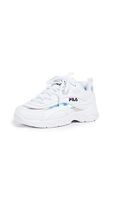 Fila Ray Sneakers In White/metallic Silver/white | ModeSens