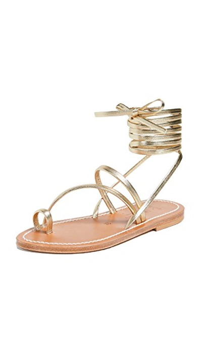 Shop Kjacques Ellada Wrap Sandals In Lame Platine