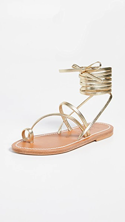 Shop Kjacques Ellada Wrap Sandals In Lame Platine
