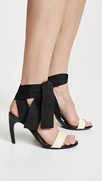Shop Proenza Schouler Knit Strap Sandals In Black/cream