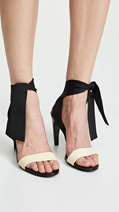 Shop Proenza Schouler Knit Strap Sandals In Black/cream