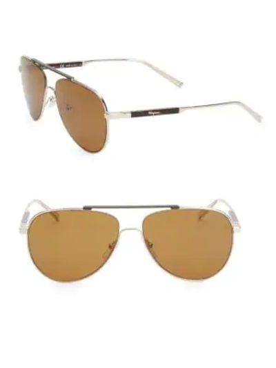 Shop Ferragamo Classic 60mm Aviator Sunglasses In Shiny Gold