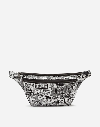 Shop Dolce & Gabbana Printed Nylon Street Fanny Pack In Multi-colored