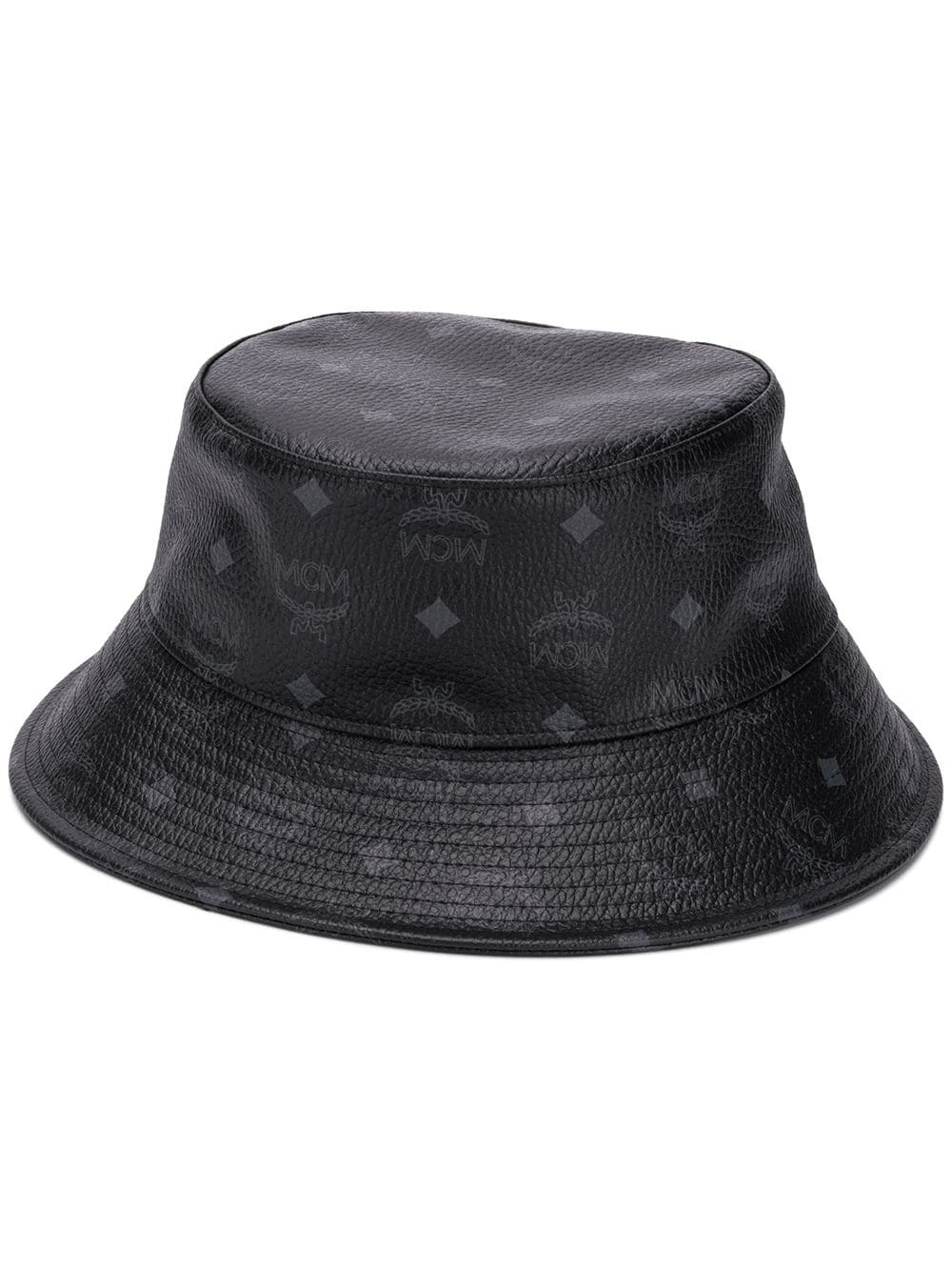 Mcm Visetos Faux Leather Bucket Hat In Black | ModeSens