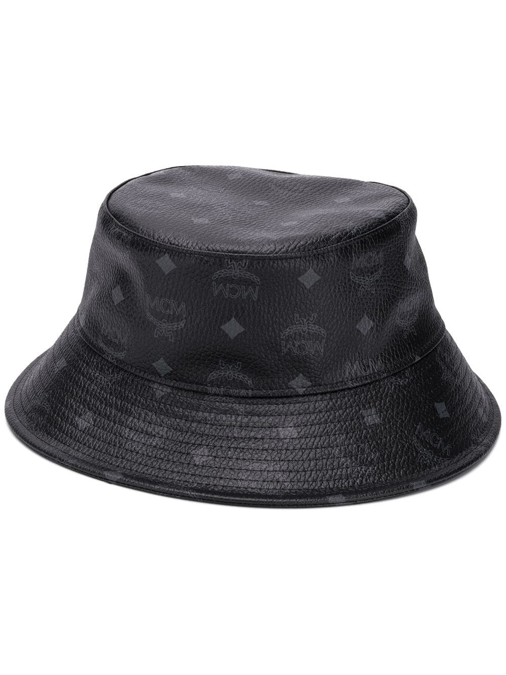 Mcm Visetos Faux Leather Bucket Hat In Black ModeSens