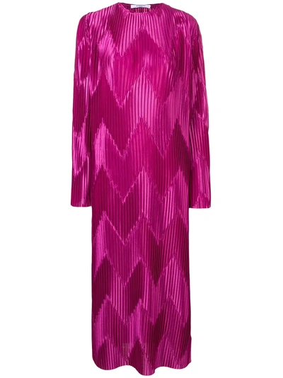 Shop Givenchy Pleated Midi Dress - Purple
