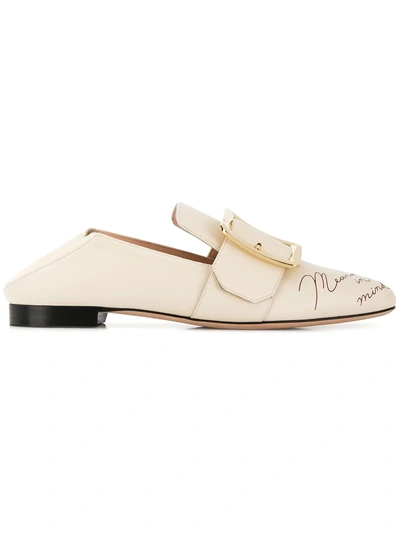 Shop Bally Signed Buckle Loafers - Neutrals