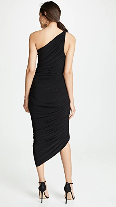 Norma Kamali Diana One-shoulder Ruched Stretch-jersey Dress In Black