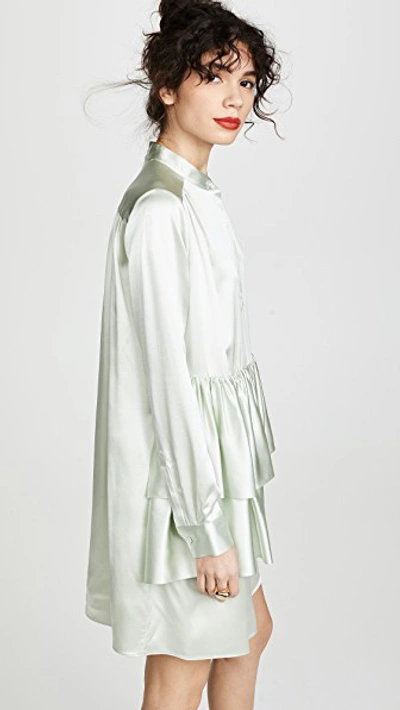 Shop Adam Lippes Tiered Ruffle Dress In Mint