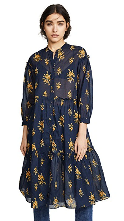 M.i.h Jeans Lyra Midi Dress In Navy Print |