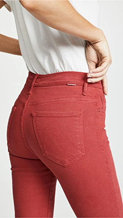 Shop Mother The Insider Crop Step Fray Jeans In Hot Rod Red